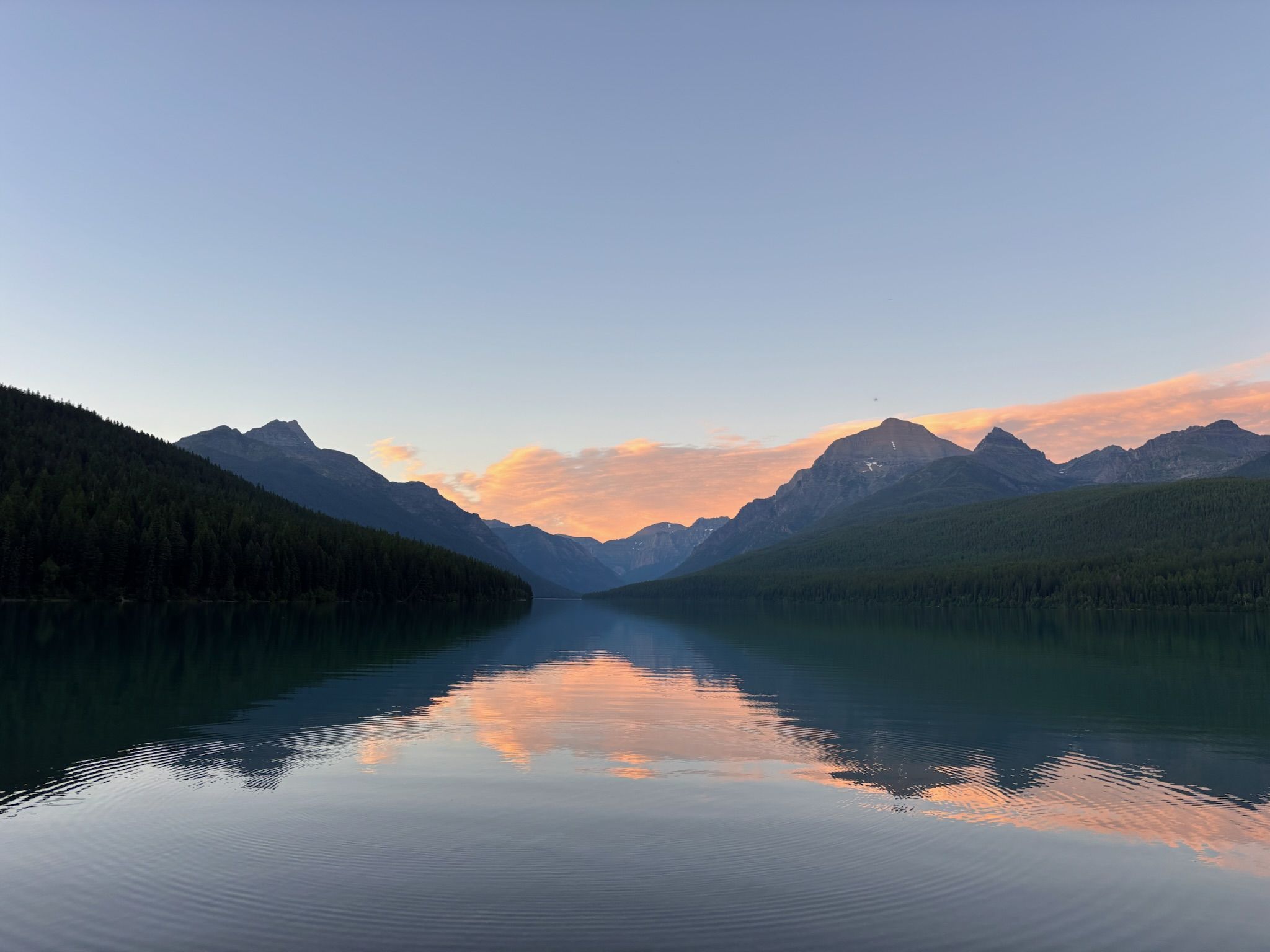 Mountain lake at sunset